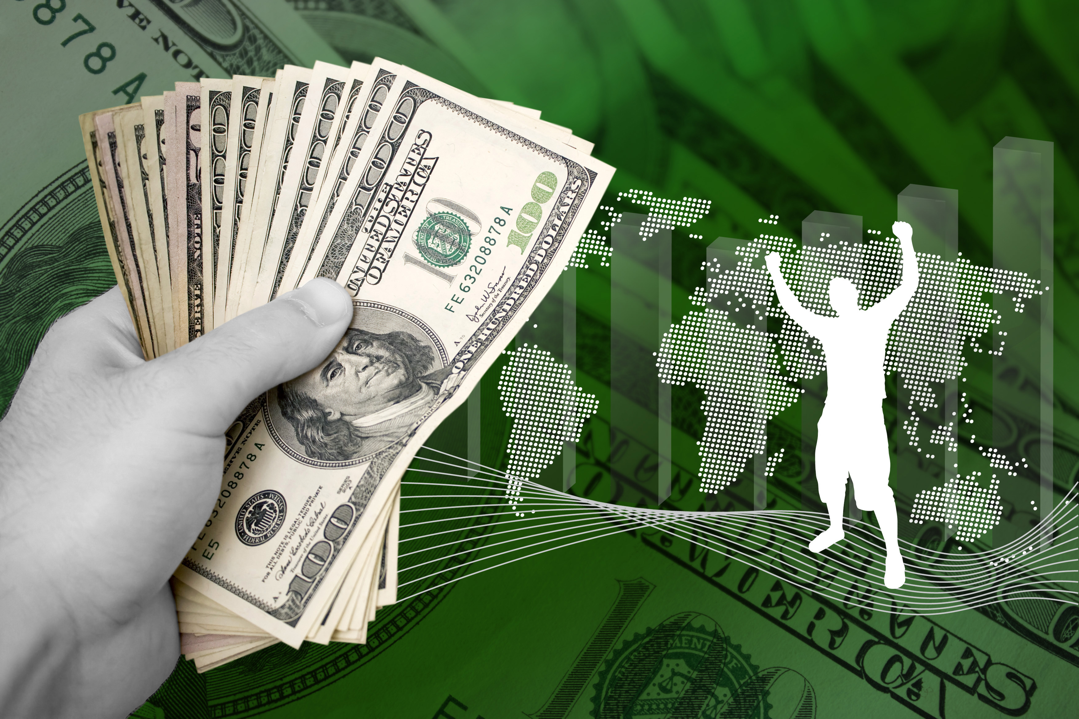 A concept image themed around money and business success.